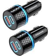 QGeeM USB C Car Charger Adapter, 91W USB C Fast Charging Cigarette Lighter Car USB Charger With P...