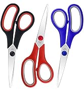 3 Packs Scissors, BURVAGY 8-inch Soft Comfortable Grip and Stainless Steel Sharp Blades, Very Sui...