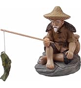 Labriciyon Mini Fisherman Figurines Resin Sitting Fishing Men, Garden Statue Ornament Fish Tank M...