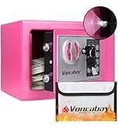 Voncabay Cute Money Safe Box for Home with Sensor Light & Fireproof Money Bag for Cash Safe, Secu...