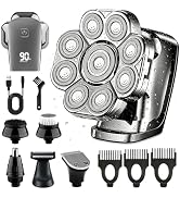 Waking Forest Head Shavers for Bald Men, 6-in-1 Beard Trimmer with 9D Floating Skull Shaver Clipp...