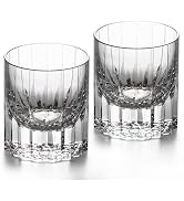 KAMMAK Crystal Whiskey Glasses Set of 2, 7.27oz Old Fashioned Glasses Stemless, Hand Blown White ...