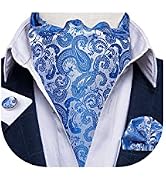 DiBanGu 3PCS Ascot Ties for Men Wedding Jacquard Woven Silk Ascot Cravat for Men Cravat Tie and P...
