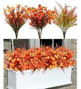 CCTIVED Artificial Fall Mums Flowers for Outdoor,12 Bundles Outdoor Fake Silk Flowers UV Resistan...