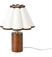 KUNJOULAM Mini Pleated Table Lamp, Modern Bedside Nightstand Lamp with Fan-Shade Linen Lampshade,...