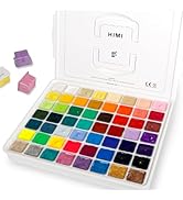 HIMI Gouache Paint Set, 56 Colors x 30ml/1oz, Contains Metallic and Fluorescent Colors, Jelly Cup...