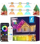 Permanent Outdoor Lights 100 FT Patio Lights,100ft RGB+IC Smart Outdoor Decor, 50 Scene Modes App...