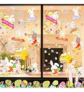 Easter Window Clings,9 Sheets Easter Bunny Egg Tree Chick Window Cling Multicolor Decorations for...