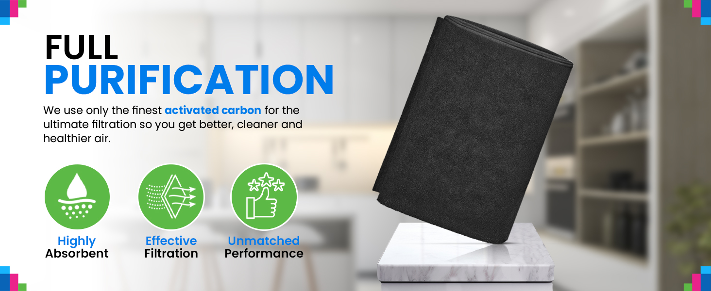 This activated carbon filter sheet provides full purification