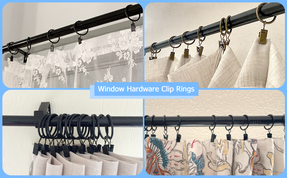 Metal Curtain rod Rings With Clips hold curtains baby clothes pants hats accessories fabric
