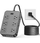Solidock Power Strip Surge Protector 5 Ft Extension Cord with 12 AC Outlets 6 USB Ports Flat Plug...