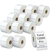 KingTac 2.25" X 1.25” Direct Thermal Labels - 12 Rolls,1000/Roll,12,000 Pcs- Perforated Stickers ...