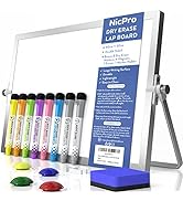 Nicpro Dry Erase Mini Whiteboard, 12 x 16 inch Double Sided Small Magnetic Desktop Whiteboard wit...