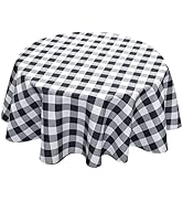 Biscaynebay Fabric Round Tablecloths 70", Black/Grey Scottish Plaid Table Cloth Small Circle Fold...