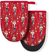 Christmas Nutcracker Toy Soldiers King Mini Silicone Oven Mitts, Heat Slip Resistant Kitchen Glov...