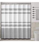 AmazerBath Shower Curtain, Washable Cloth Black Shower Curtain Sets with 12 Shower Curtain Hooks,...