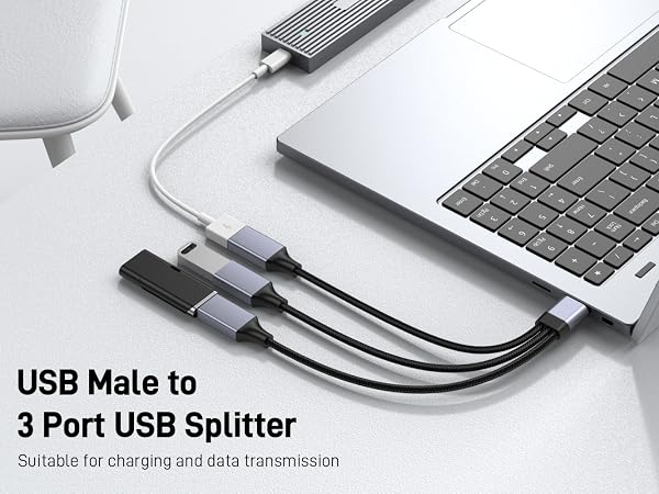 USB Splitter 1 in 3 Out Cable