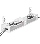 Under Desk Cable Management Tray White, Litwaro Cable Management Under Desk No Drill, 25'' Cable ...