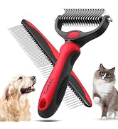 Tpotato Deshedding Pet Brush for Long Haired Dogs Cats,Undercoat Shedding Rake for Dematting Deta...
