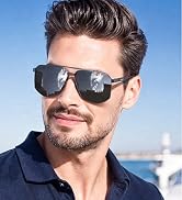 Luenx Aviator Polarized Men Sunglasses Women Square UV400 Driving | Large Head Fit,Adjustable Nos...