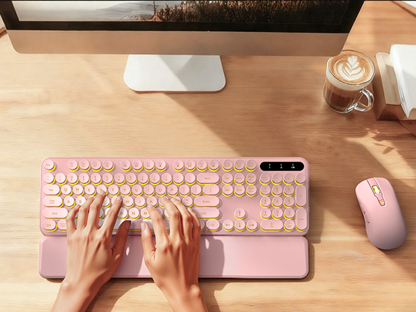 This cute wireless keyboard and mouse making typing more enjoyable and efficien