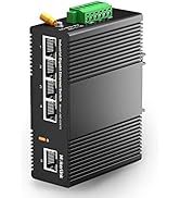 MokerLink 5 Port Gigabit Industrial DIN-Rail Ethernet Switch, 14Gbps Switching Capacity, IP40 Rat...