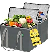 Creative Green Life XL Insulated Reusable Grocery Bags (2-Pack) - Premium Quality Cooler Bags wit...
