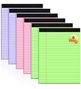 Legal Pads 8.5 x 11 Inch, 6 Pack, Colored Notebook Paper, 8.5 x 11 Colored Legal Pad, Micro Perfo...
