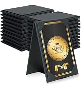 FLKQC 20 Pack Double-Sided Menu Holders 4"x 6", PU Leatherette A-Frame Table Tents for Restaurant...