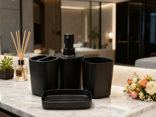 Black Bathroom Accessories Set