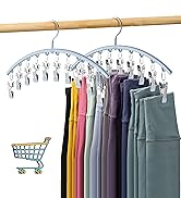 Volnamal Legging Organizer for Closet, Metal Yoga Pants Hanger w/Rubber Coated 2 Pack w/10 Clips ...