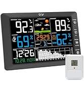 Urageuxy Weather Station Wireless Indoor Outdoor Thermometer with Digital Atomic Clock, Home Weat...