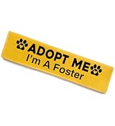 Adopt Me I’m A Foster Dog Leash Sleeve - Funny Yellow Alert Wrap with Hanging ID Patch | No Pet L...