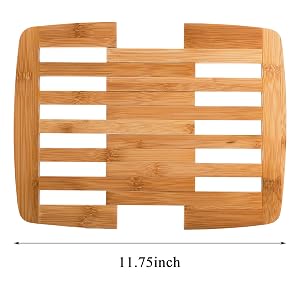 Yarlung Bamboo Trivet Expandable 9 Inch to 11.8 Inch, Square Hot Pad Trivet Heat Resistant Mat