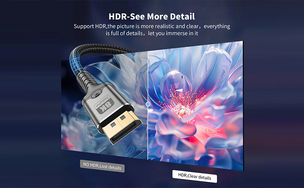 8K DisplayPort Cable 1.4