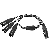 Lrbners 2FT XLR 1 Female to 3 Male Y Splitter Cable - Metal-Braided Y-Cable, Non-Slip Grips,3Pin ...