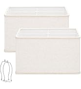 Rectangle Lamp Shades Set of 2, 16"L x 8"W x 10"H Large Beige Lampshades for Table Lamps Floor La...