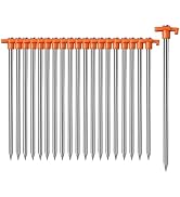 Cheardia 20 Pack Tent Stakes Heavy Duty, 9.75 Inch Yard Stakes Non-Rust Metal Tent Pegs Ground St...