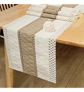 Bloss Beige Brown Boho Table Runner 72 Inches Long Spring Farmhouse Tables Runner,Cotton Woven Ta...