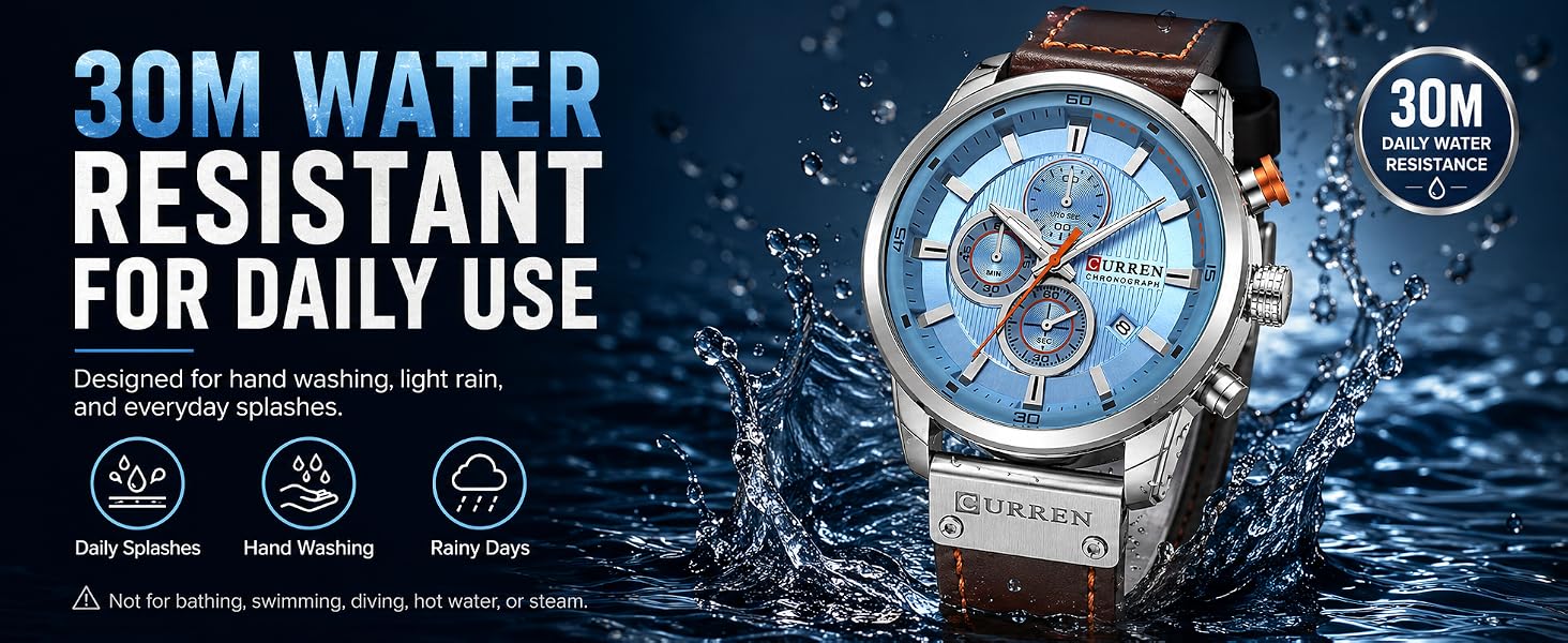 Mens Sport Military Analog Quartz Watch Chronograph Classic Casual Business Dress Waterproof Watch