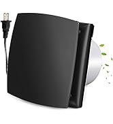 Hose Vary 4in Black Bathroom Exhaust Fan for Window, 55CFM IPX4 ABS Plug-in Extractor Fan Attic F...