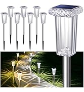 DenicMic Solar Lights Outdoor 8 Pack LED Waterproof Outside Pathway Lights for Yard Garden Walkwa...