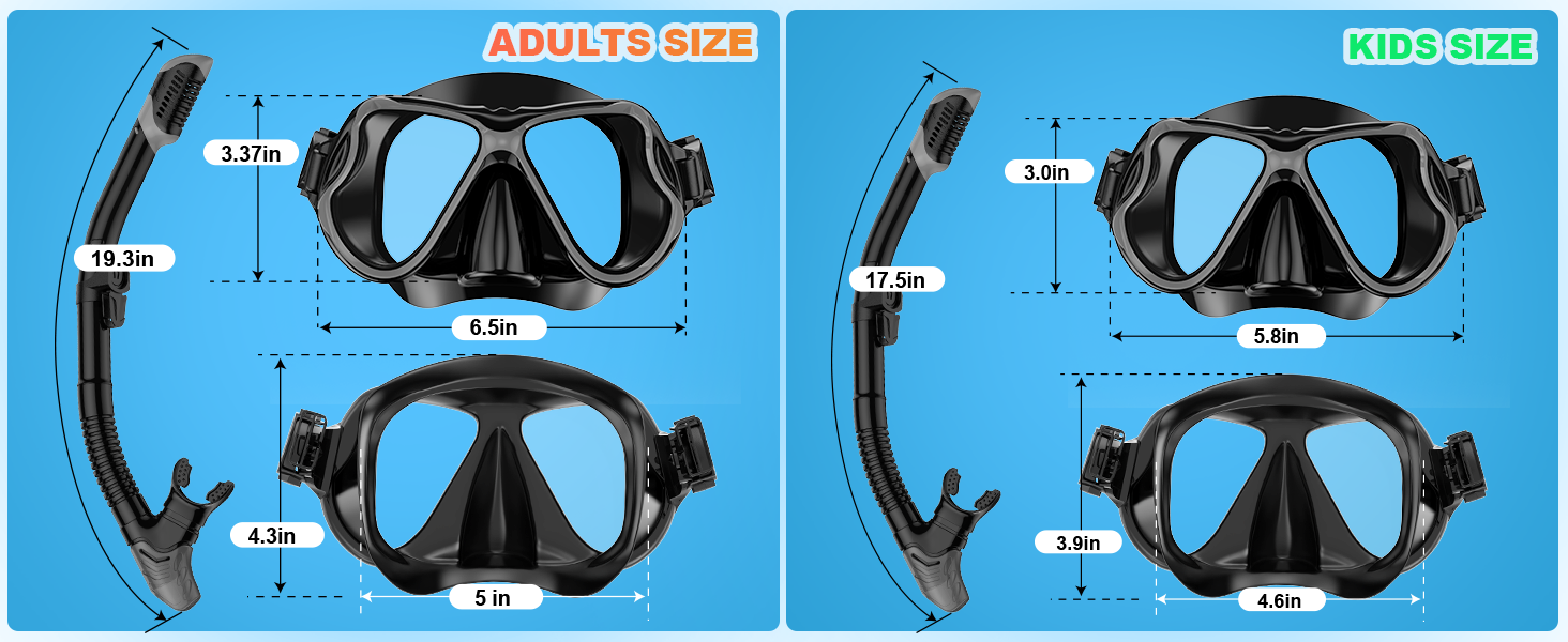 snorkel set size chart