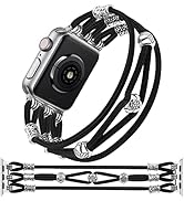 TOYOUTHS Beaded Bracelet Compatible with Apple Watch Band 42/41/40/38mm Women, Boho Braided Slim ...