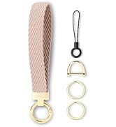 WEESMILE Keychain Wristlet, Stretchy Key Chain for Car Keys with 2 Keyrings and D ring, Cute Wris...