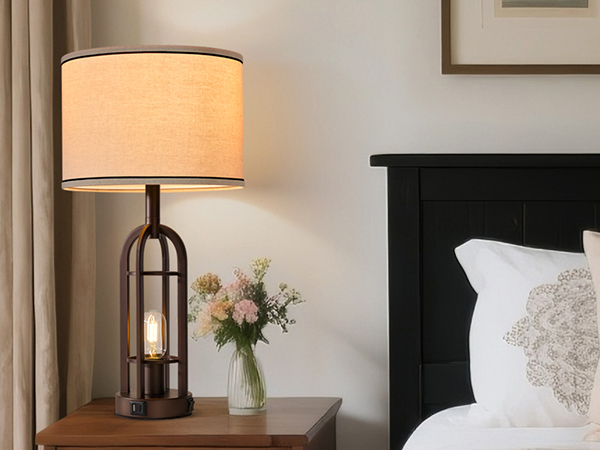 farmhouse table lamps for living room set of 2 Industrial Nightstand Lamps for Bedroom