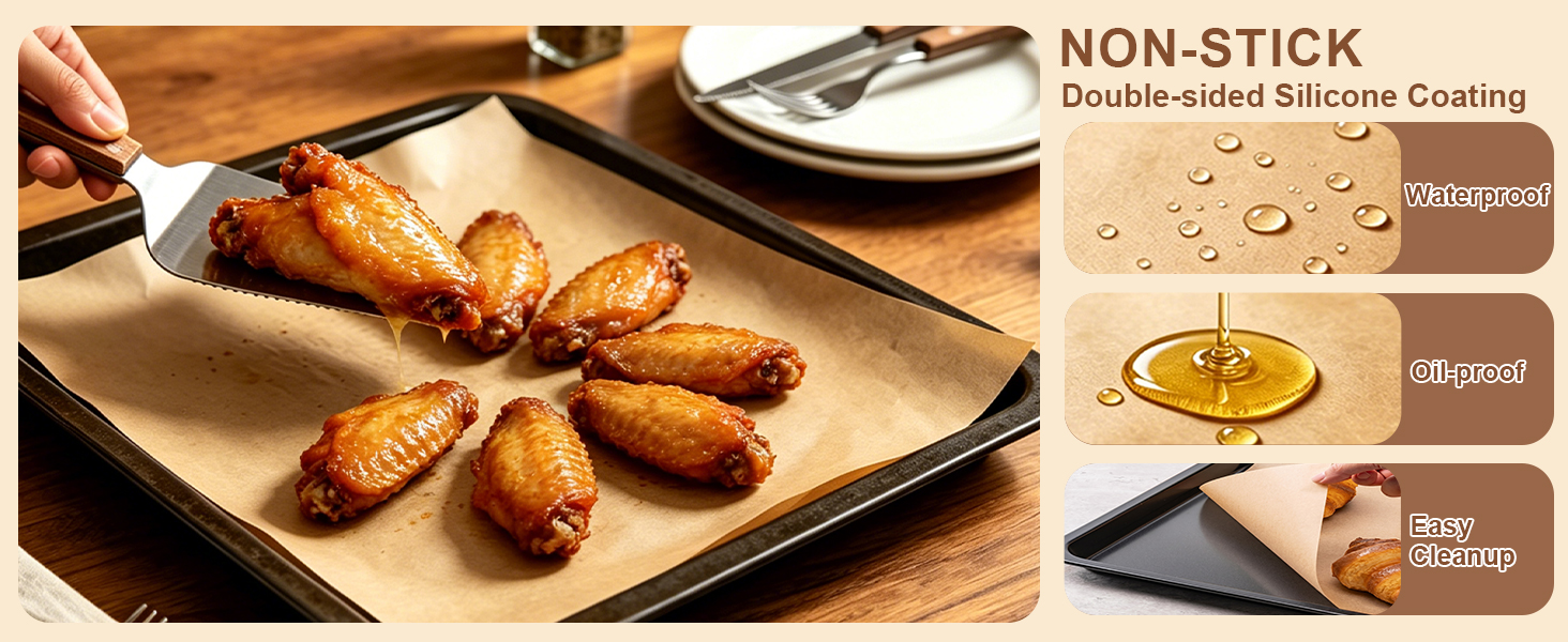 Non-stick double-sided silicone coating, waterproof, oil proof, easy cleanup.
