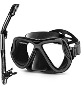 Greatever Dry Snorkel Set,Panoramic Wide View,Anti-Fog Scuba Diving Mask,Professional Snorkeling ...