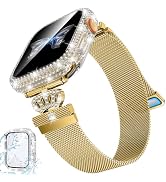 Goton Bling Magnetic Band for Apple Watch Bands Women Series 9 8 7 6 5 4 se, Diamond Metal Loop i...