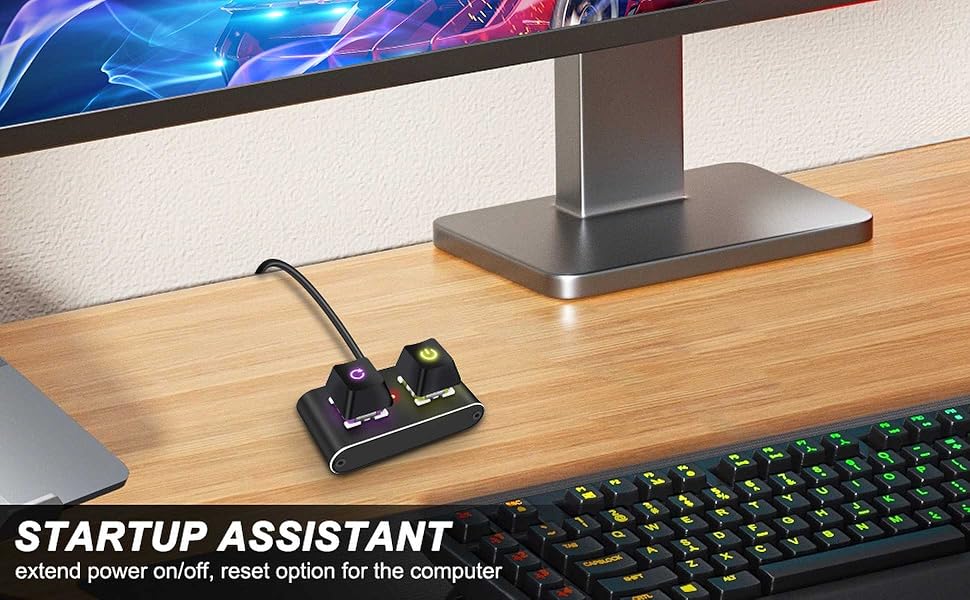 Power Switch for Desktop Computers PC Power Button with RGB Light Extension Cable